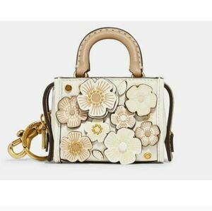COACH Rouge Tea Rose mini bag charm keychain